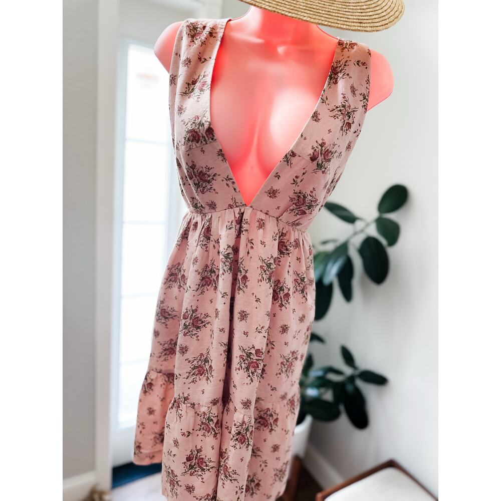 House of Harlow Blushing Blooms cottagecore babydoll floral open back mini dress - Picture 3 of 5